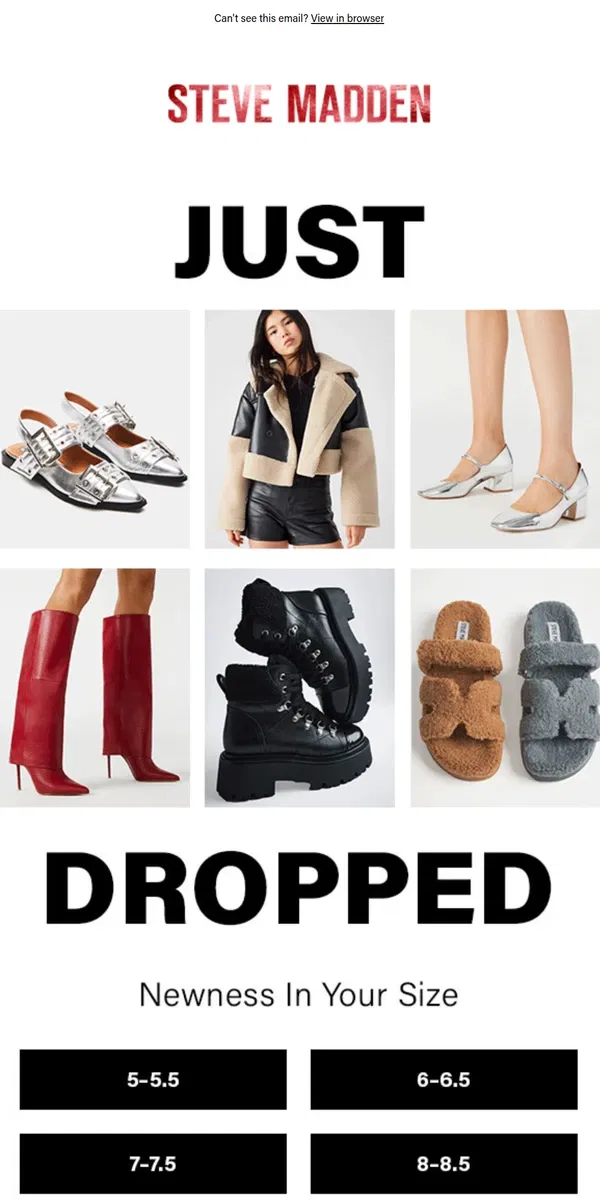 Email from Steve Madden. 100s Of New Arrivals