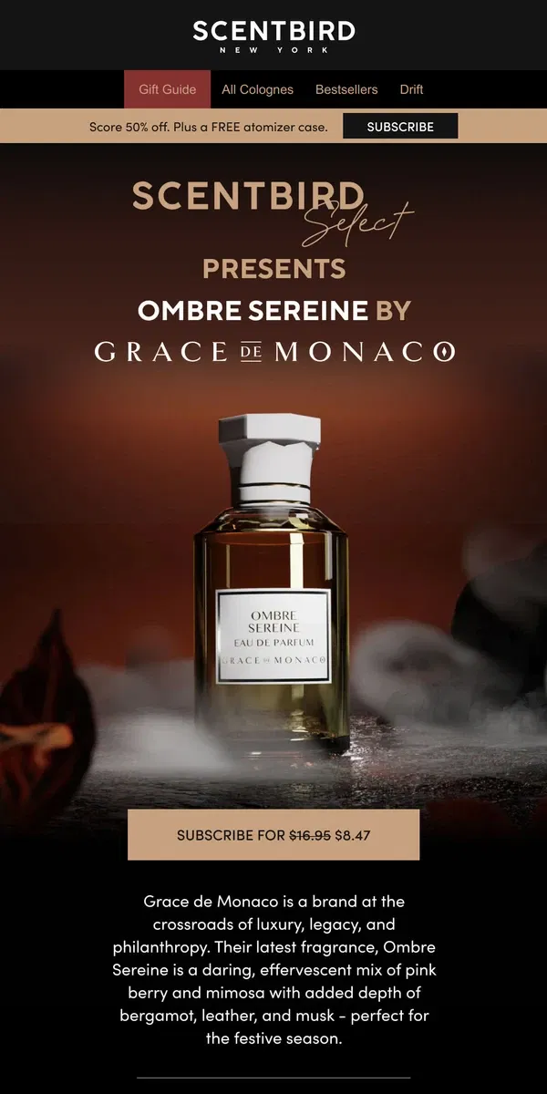 Email from Scentbird. NEW in Scentbird Select: A Grace de Monaco scent