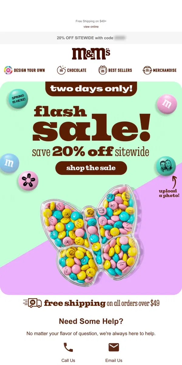 Email from M&M's. 🦋 Surprise! Sweet Sitewide Savings!