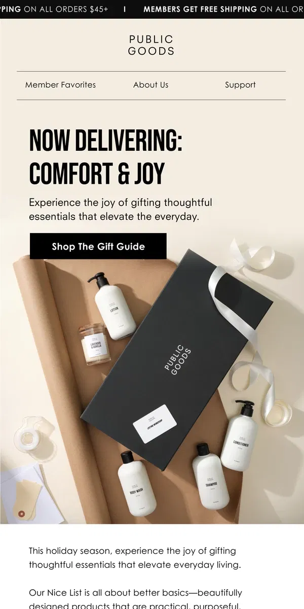 Email from Public Goods. Give the gift of self-care this holiday 🎁