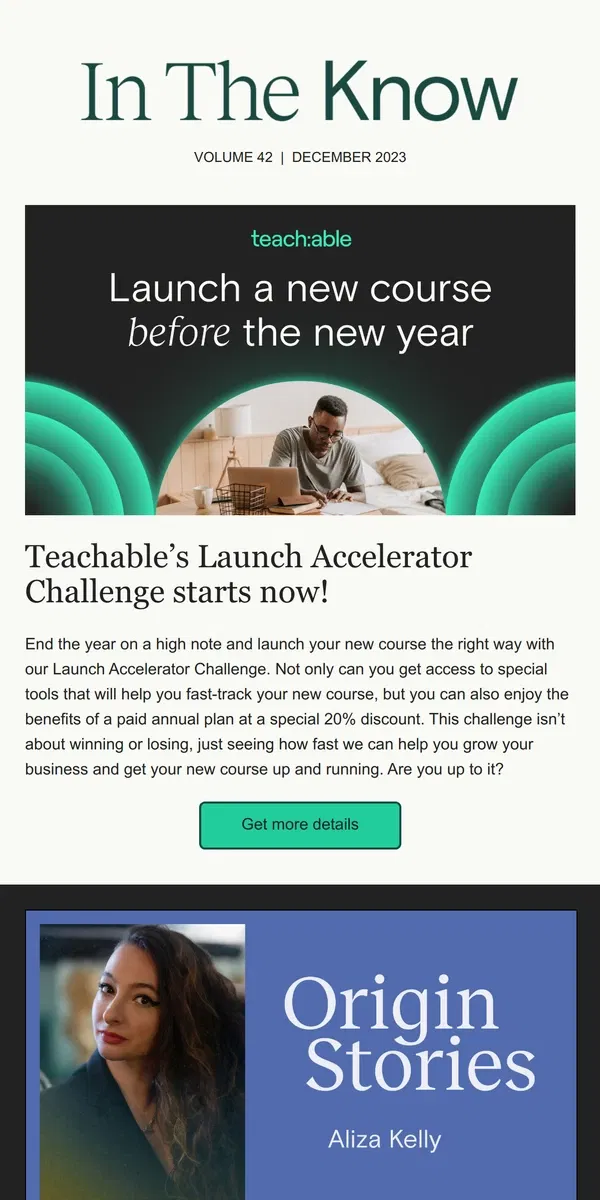 Email from Teachable. Are you up to the challenge? 💪