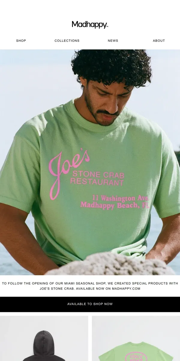 Email from Madhappy. Madhappy for Joe's Stone Crab