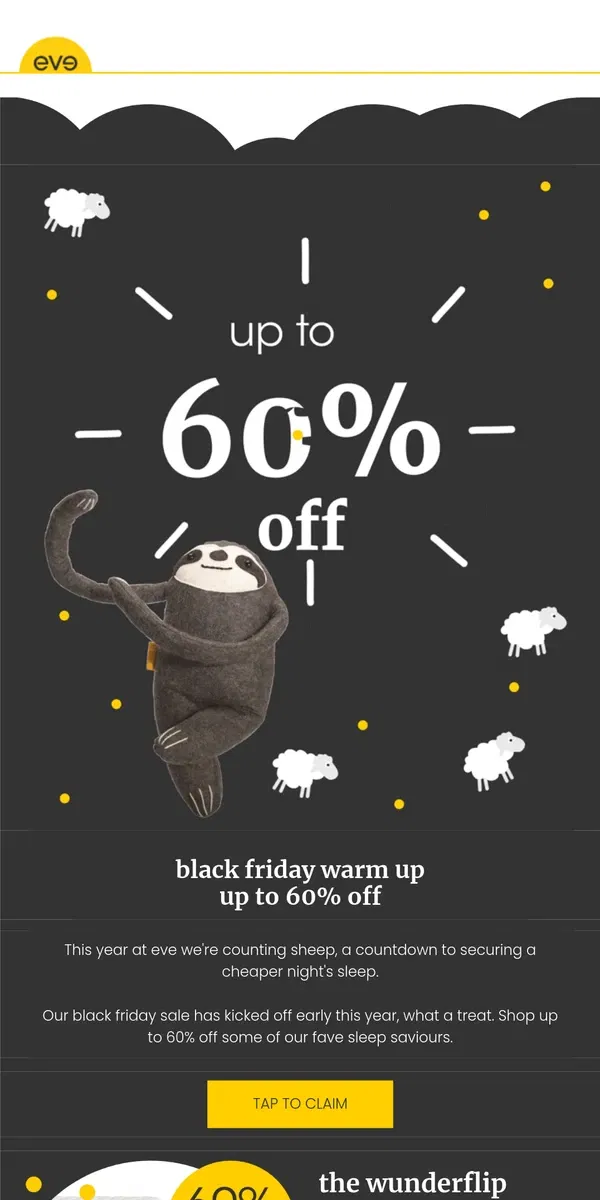 Email from Eve Sleep. here's a surprise for you... black friday has arrived early