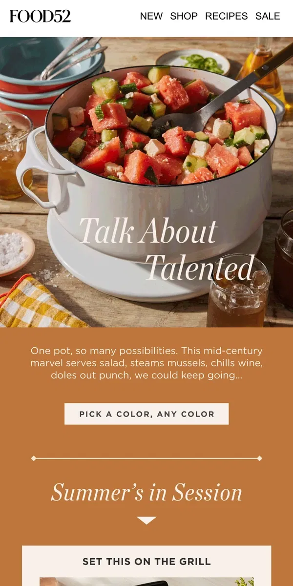 Email from Food52. How we use our Dansk casseroles all summer.