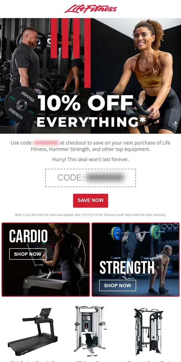 Email from Life Fitness. Your Discount Code is Expiring!