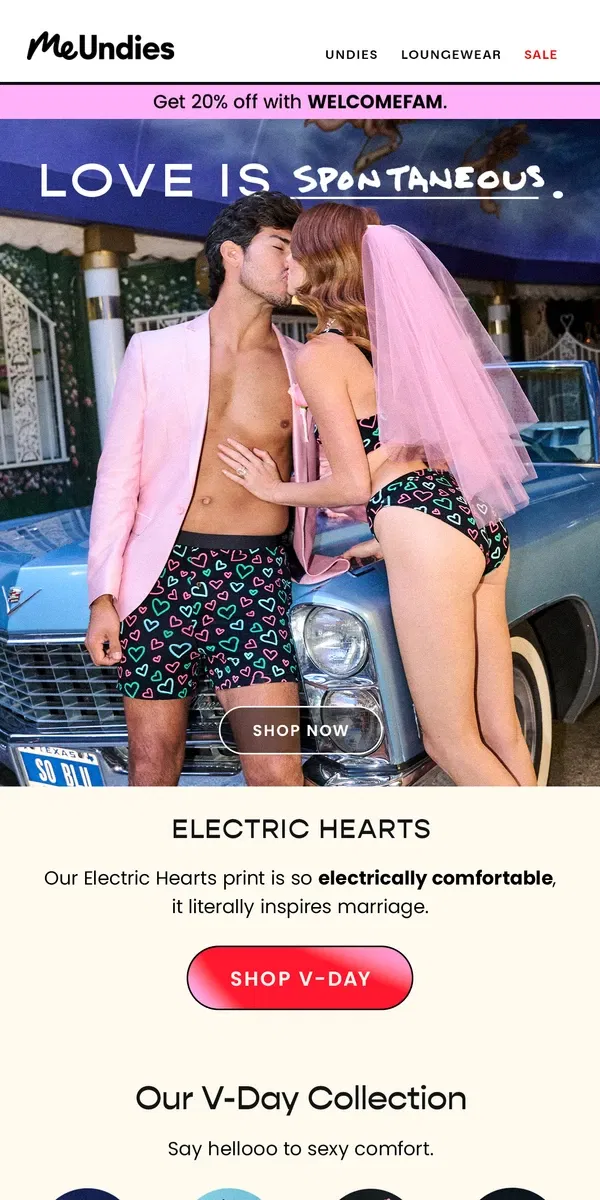 Email from MeUndies. Electric Hearts is a Total Catch