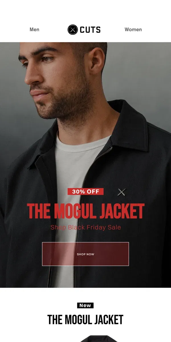 Email from Cuts. Fall's New Trending Jacket