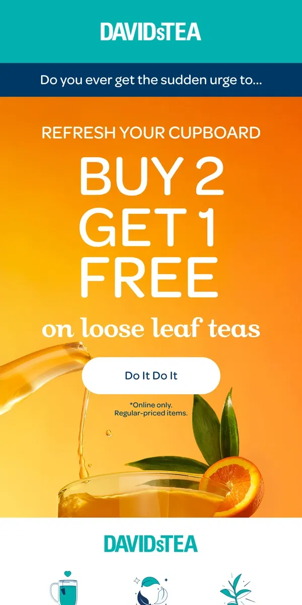 Email from DAVIDsTEA. You like free, we give free 🫡