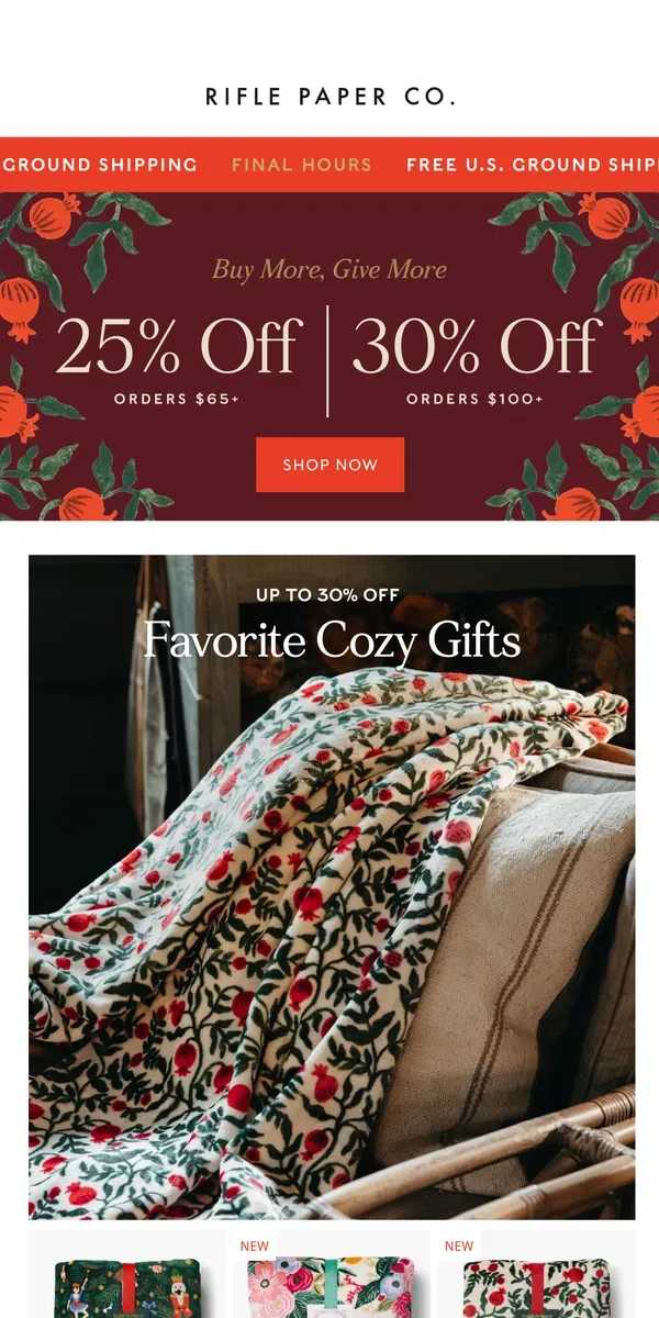 Email from Rifle Paper Co.. Free Shipping + Up to 30% Off Ends Tonight!