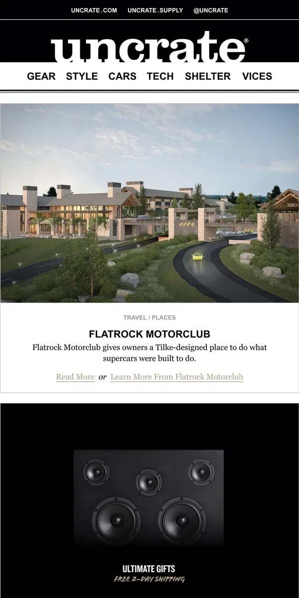 Email from Uncrate. Flatrock Motorclub & more