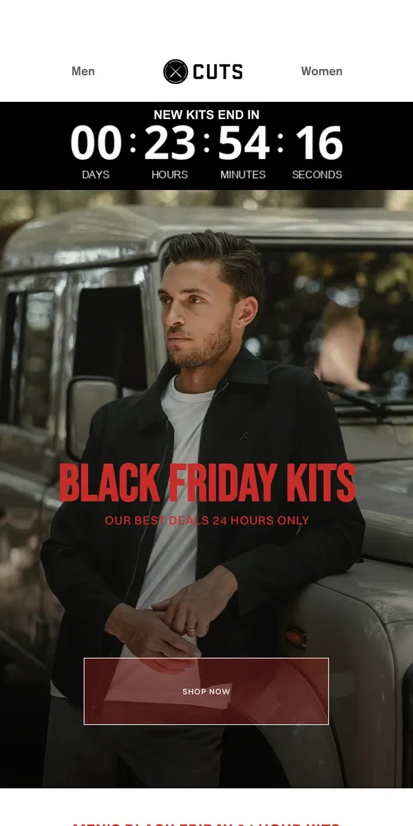 Email from Cuts. Black Friday Kits ARE BACK: 24 Hours Only