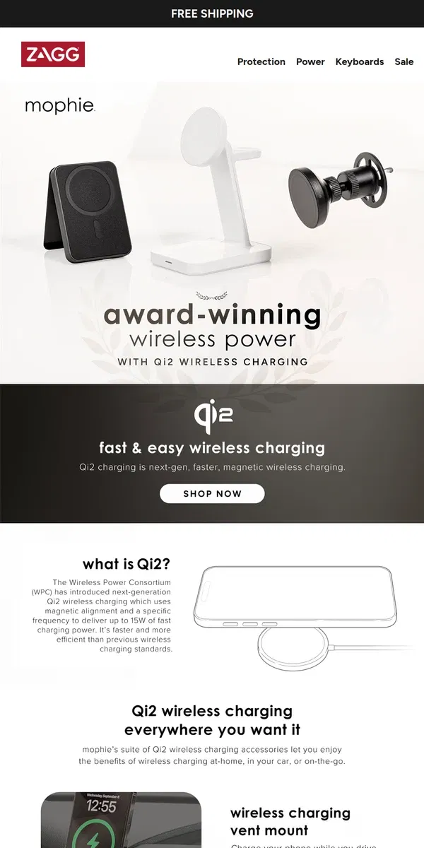 Email from ZAGG. Welcome to the Future of Wireless Charging