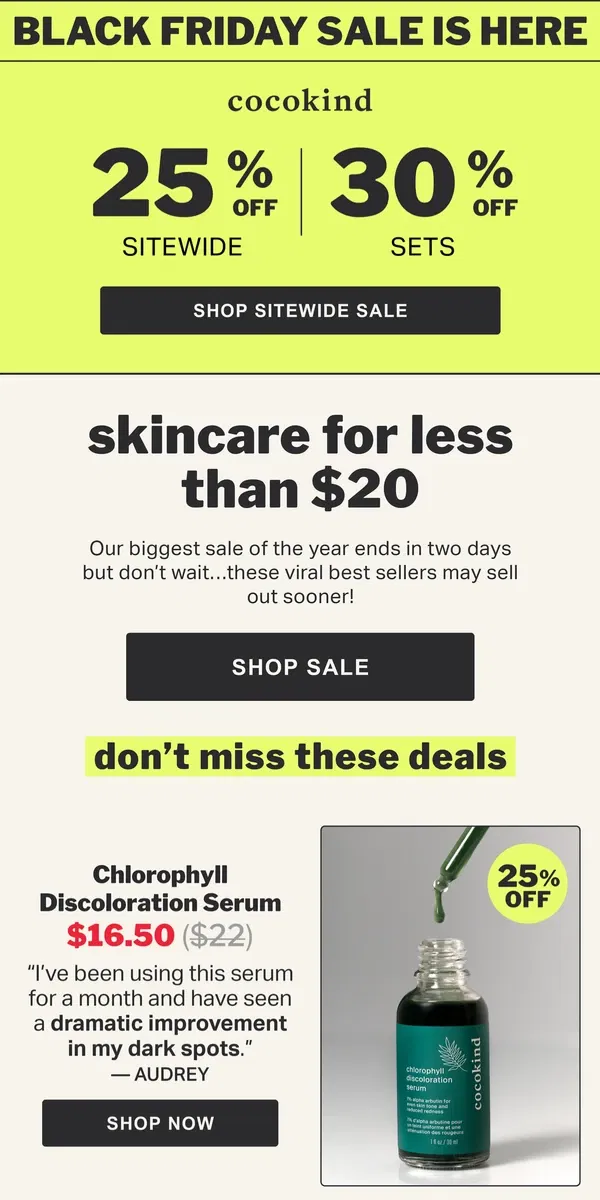 Email from cocokind. RE: your faves are 25% off