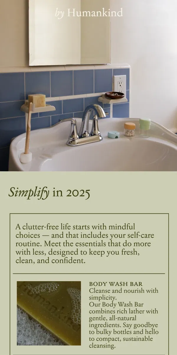 Email from by Humankind. Declutter your beauty routine –