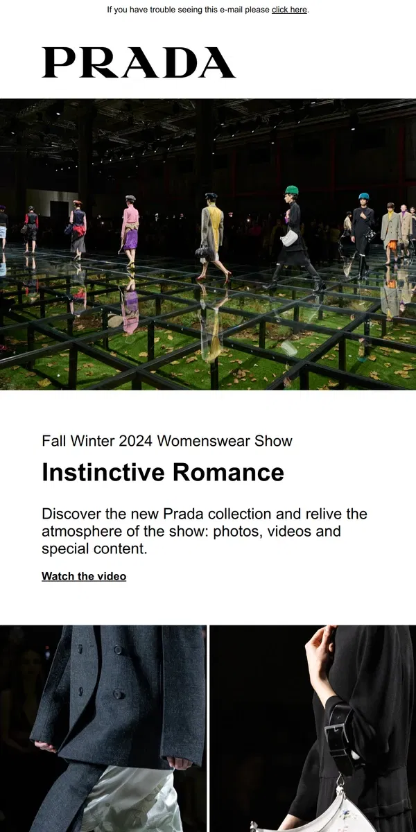 Email from Prada. Relive the Fall Winter 2024 Womenswear Show