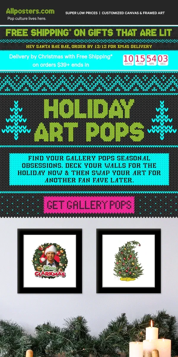 Email from AllPosters. 🎉Pops of holiday art🎄