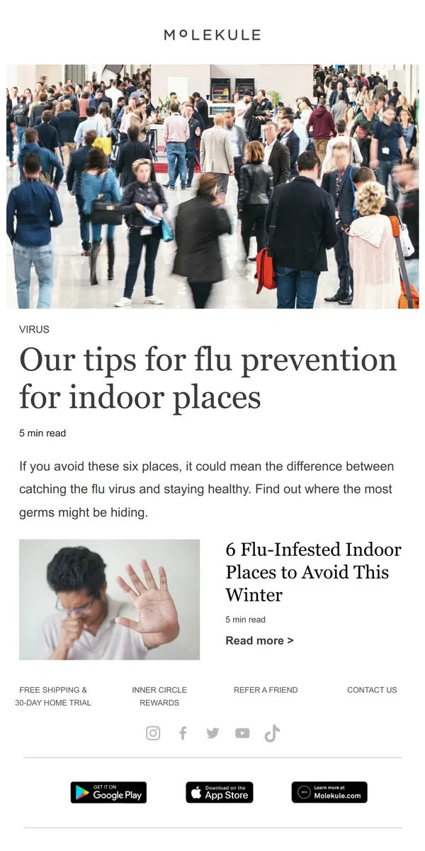 Email from Molekule. 6 flu-infested indoor places to avoid this winter