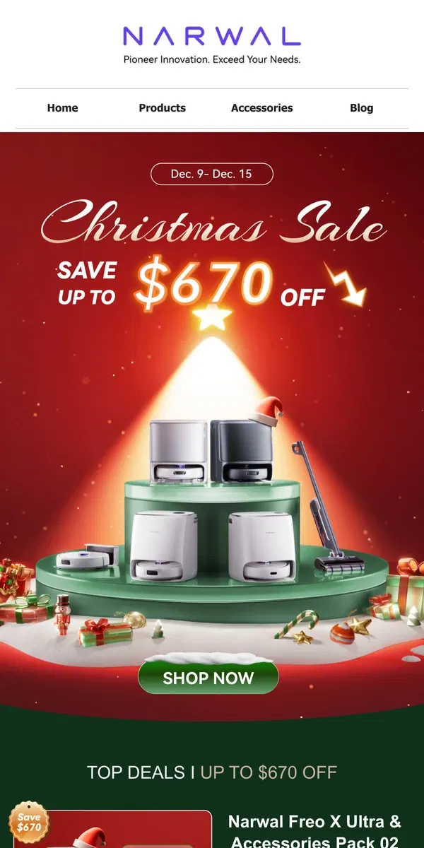 Email from Narwal. 🎄Jingle All the Way to Big Discounts! | Save up to $670!