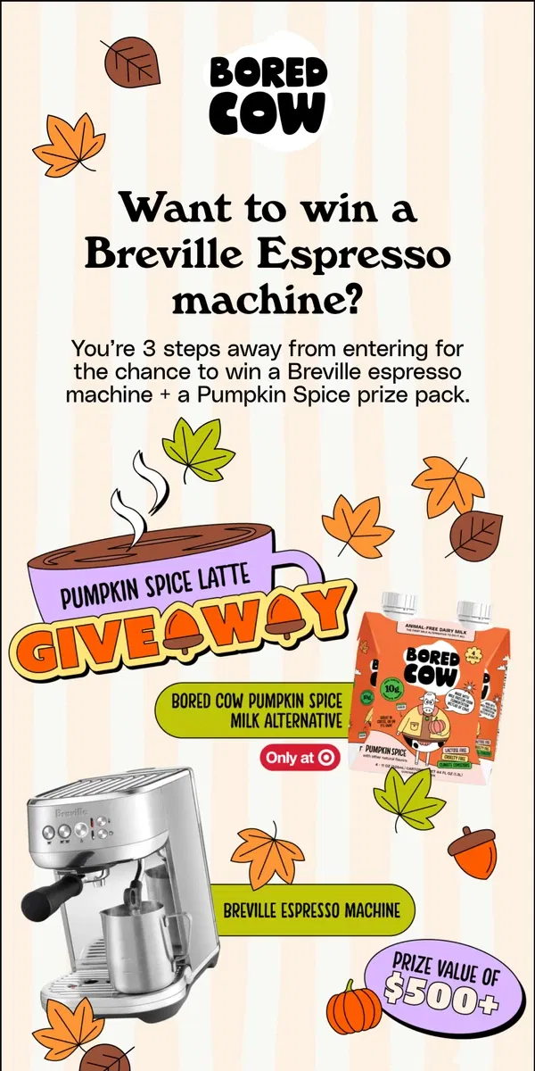 Email from Bored Cow. 💸 Want to win an espresso machine?