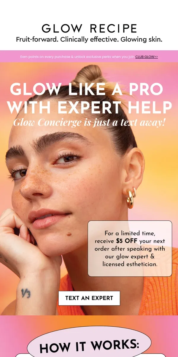 Email from Glow Recipe. Expert Support for All Your Glow Goals