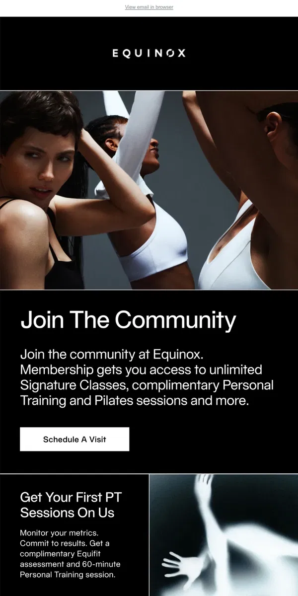 Email from Equinox. Commit to Membership.