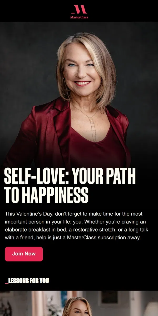 Email from Masterclass. The (surprising) key to happiness and energy