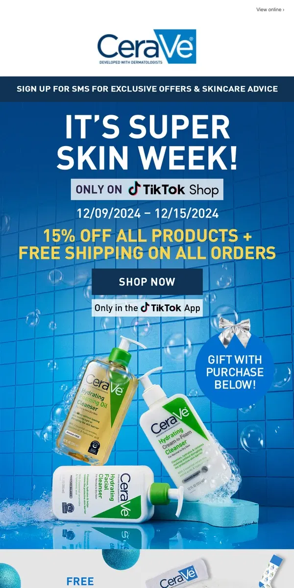 Email from CeraVe. 🎁 15% OFF + FREE SHIPPING ON ALL ORDERS!