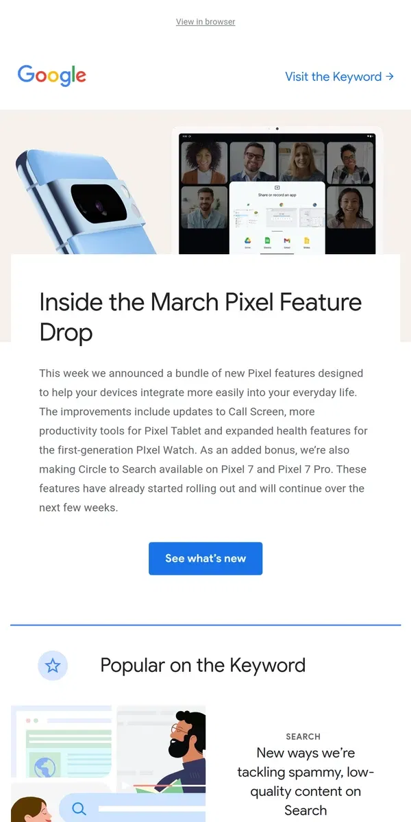 Email from Google. More productivity tools from Pixel