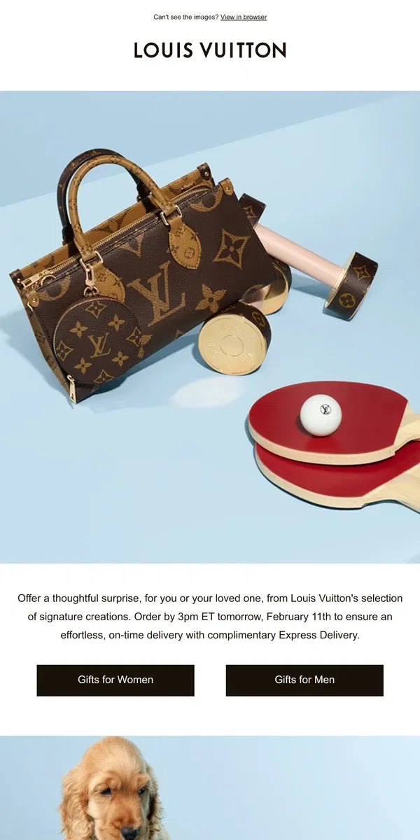 Email from Louis Vuitton. [Name], Express Delivery Ends Tomorrow