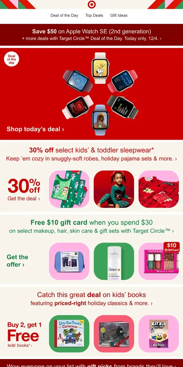 Email from Target. Save $50 on Apple Watch SE (2nd generation). Today only!