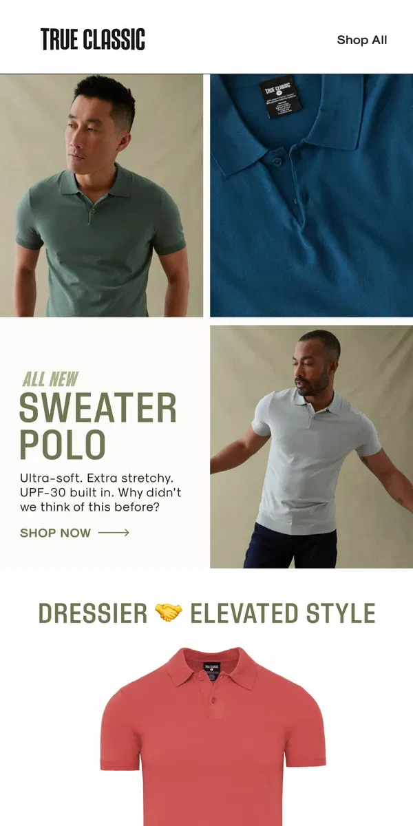 Email from True Classic. Is it a sweater? Is it a polo?