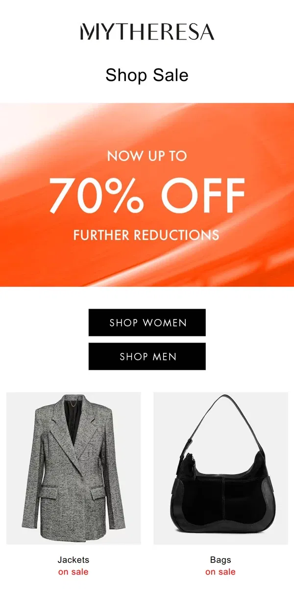 Email from Mytheresa. Sale just got better: Now up to 70% off