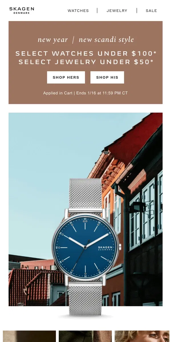 Email from Skagen. new year, style refresh