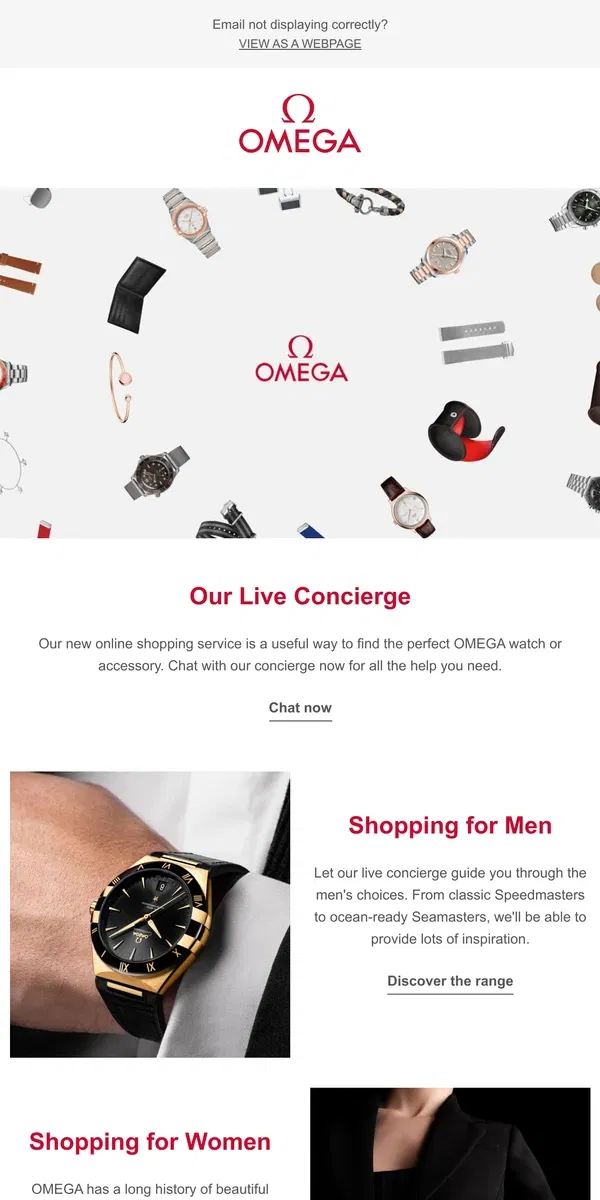 Email from OMEGA. Our concierge is here to help