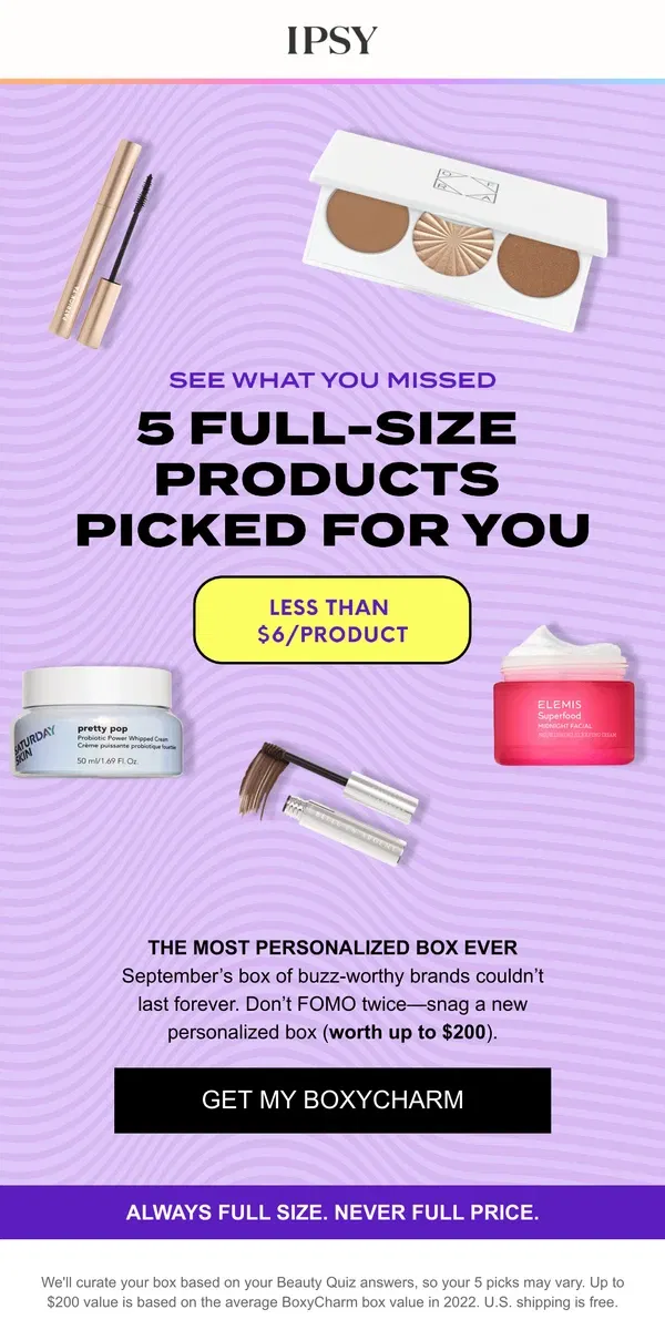 Email from BoxyCharm by IPSY. Reminder: Pending membership