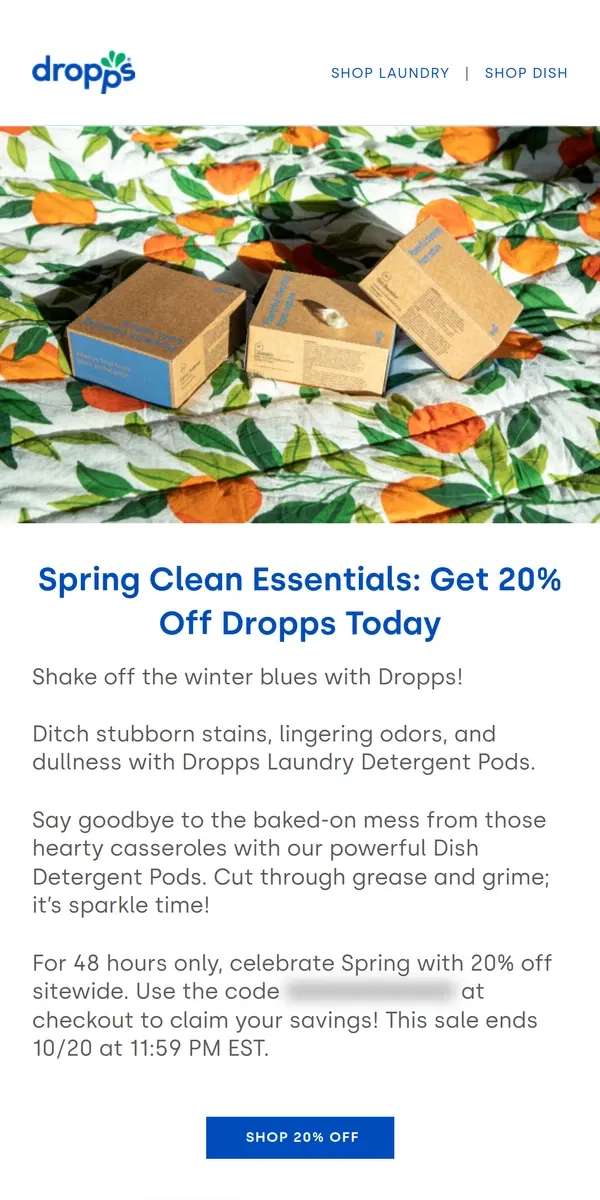 Email from Dropps. 48 Hour Sale!