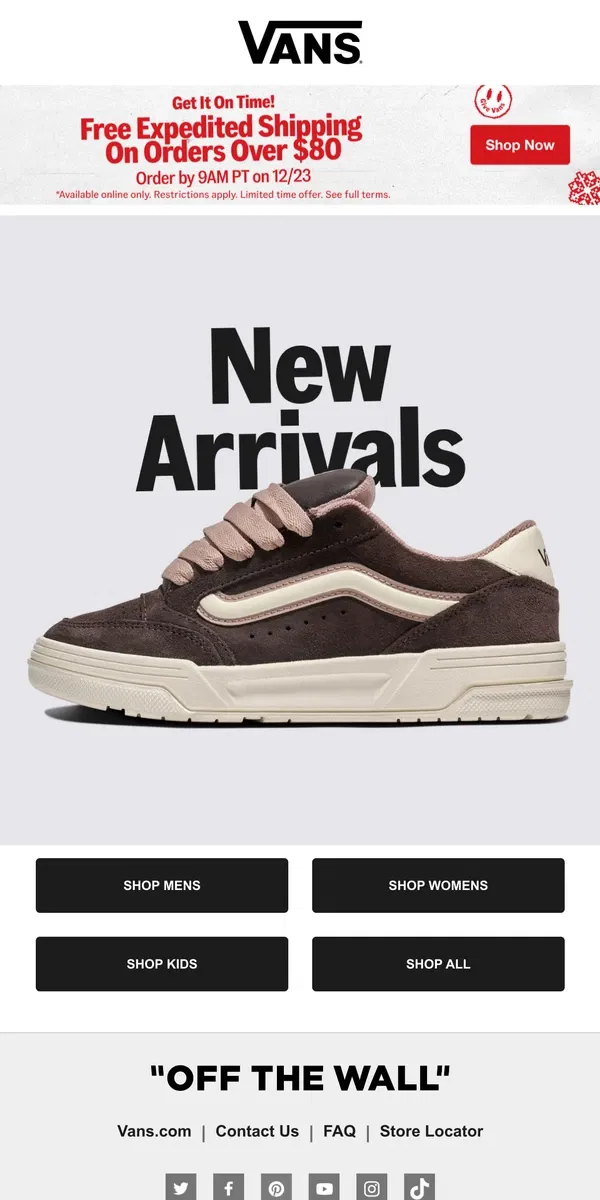 Email from Vans. Check Out The Latest New Arrivals