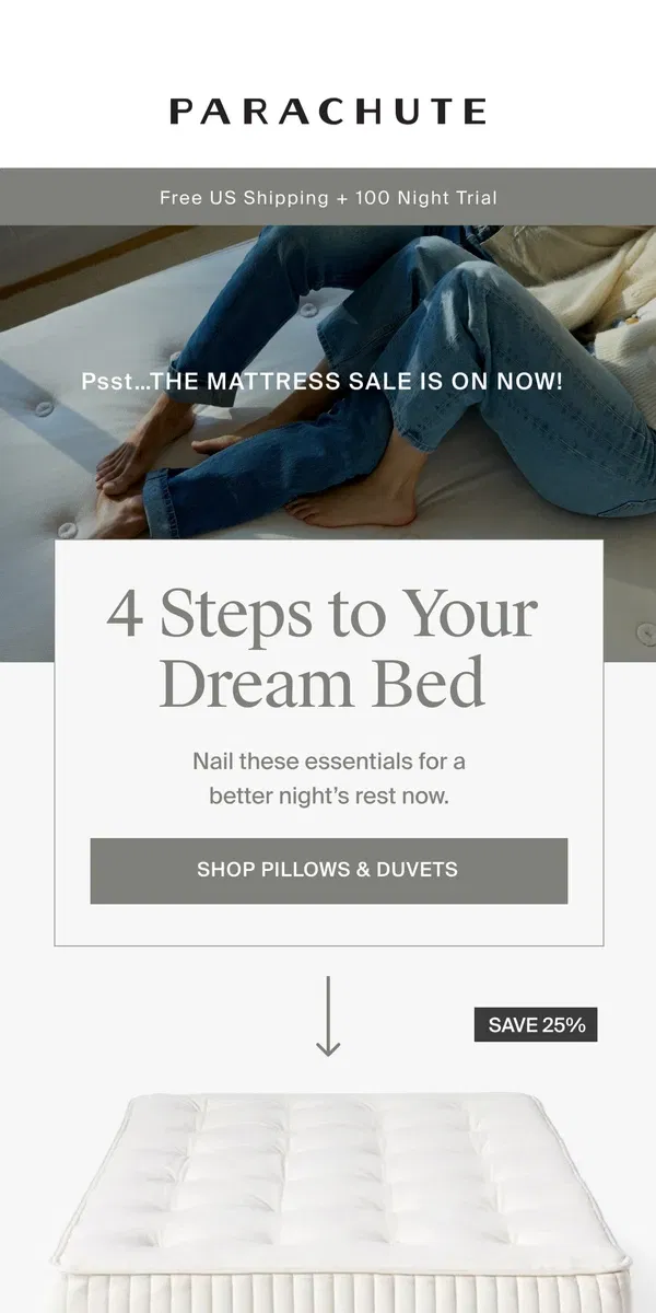 Email from Parachute Home. How To Optimize Your Bed