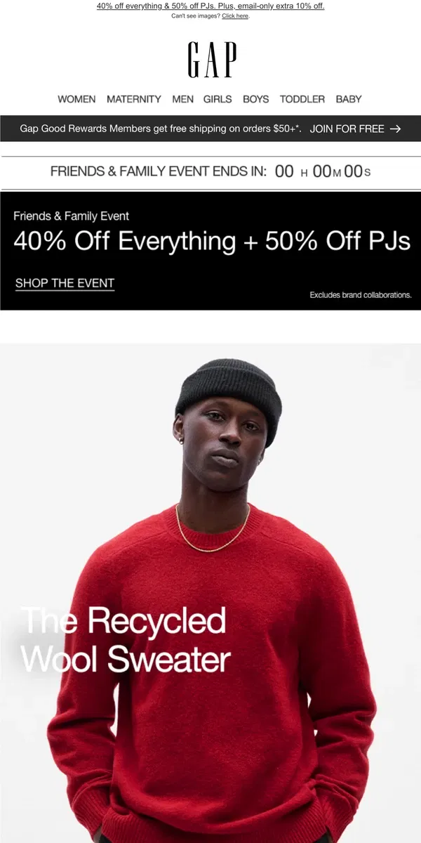 Email from GAP. THE WOOL SWEATER