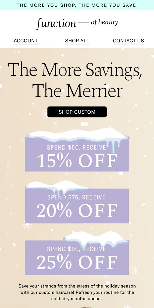 Email from Function of Beauty. Up to 25% Off!? ❤️ Holiday Savings Aren't Over Yet