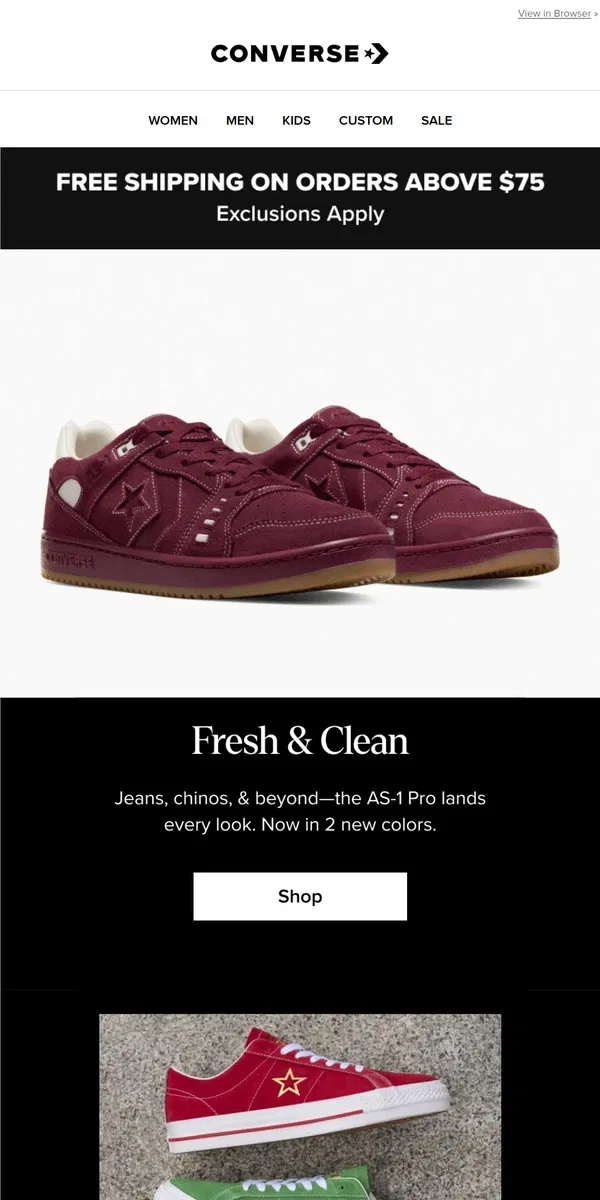 Email from Converse. AS-1 Pro & One Star Pro in new colors