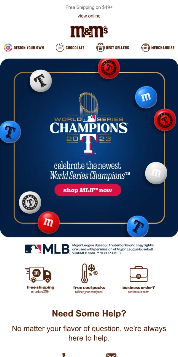 Email from M&M's. Congratulations ⚾ Champs!