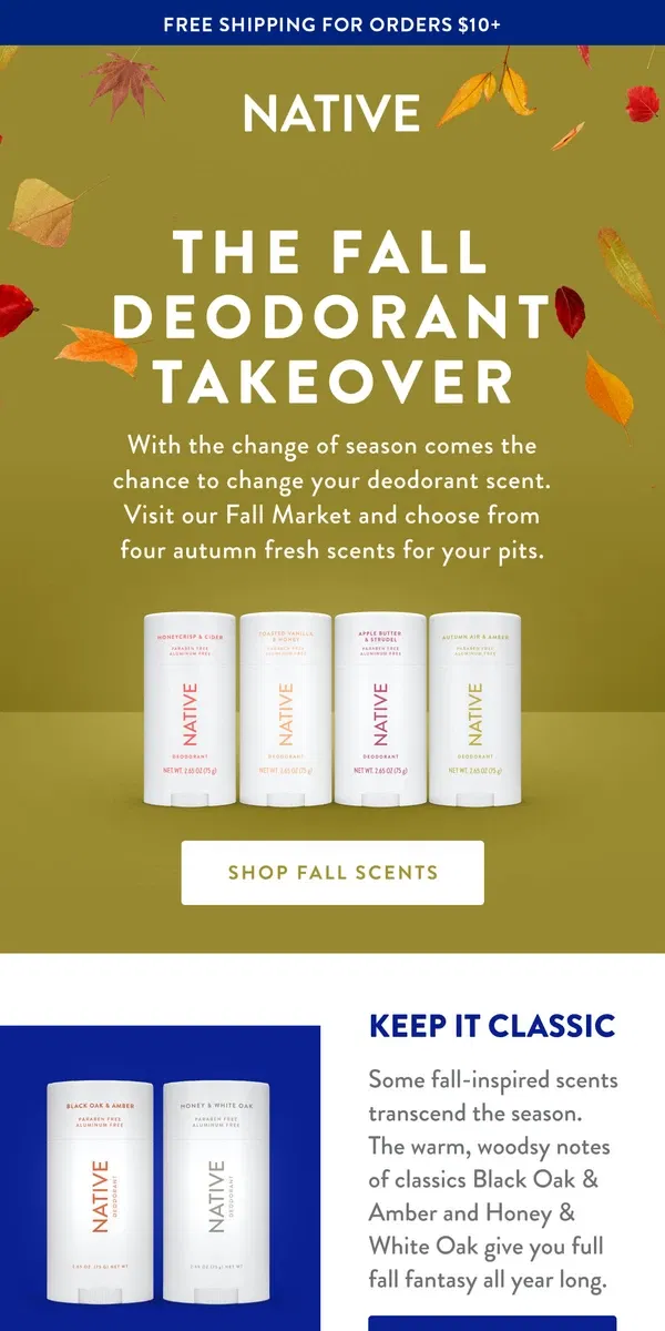 Email from Native. Arms up for autumn scents!