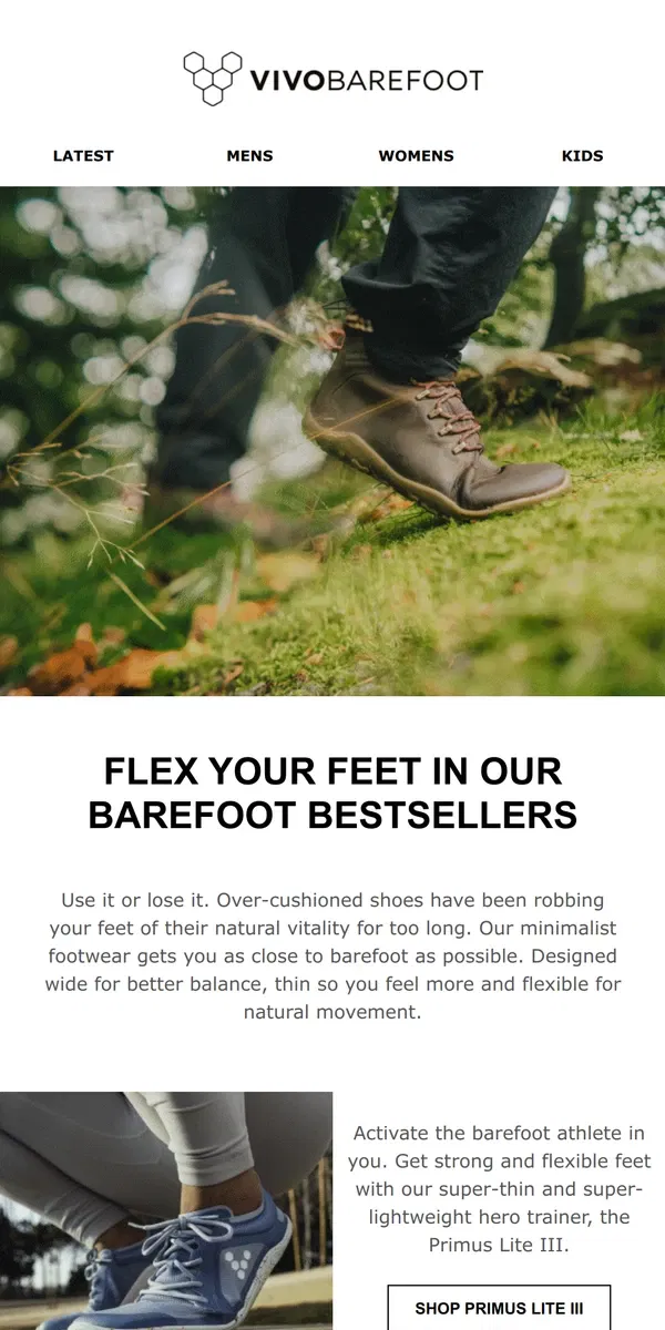 Email from Vivobarefoot. Vivo’s our community swear by