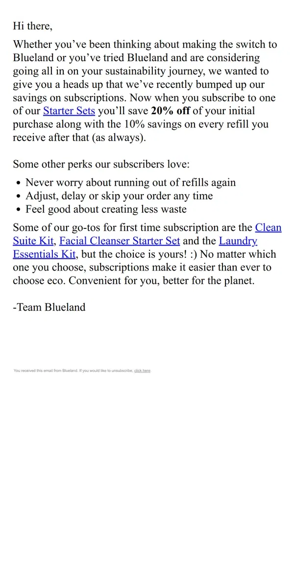 Email from Blueland. Look what just got even more sustainable...