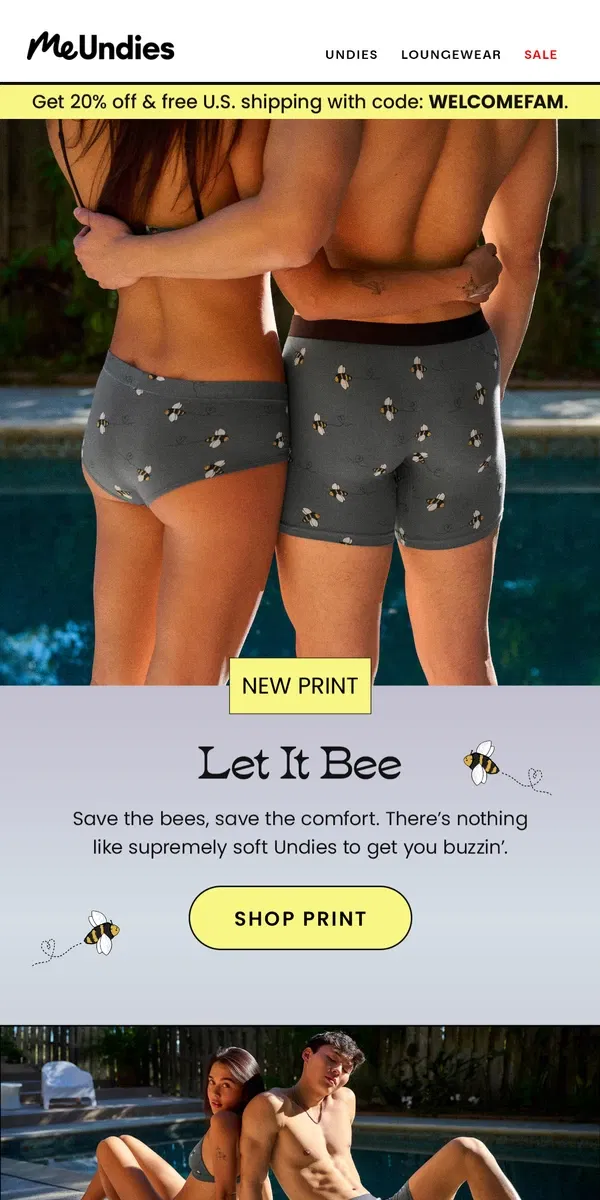 Email from MeUndies. Our Latest Print Will Have You Buzzin' 🐝