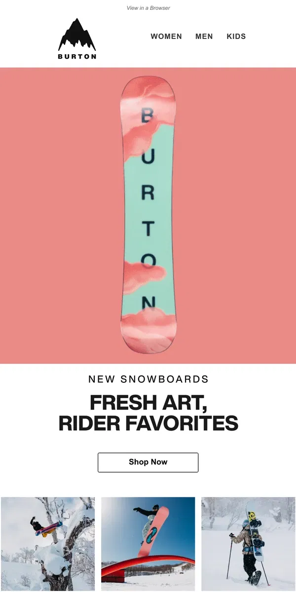 Email from Burton. Art Meets Adventure