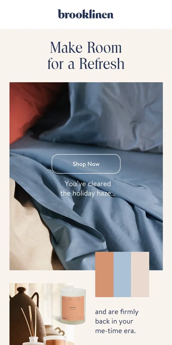 Email from Brooklinen. Revamp Your Rest: Explore Our Seasonal Bedding Update