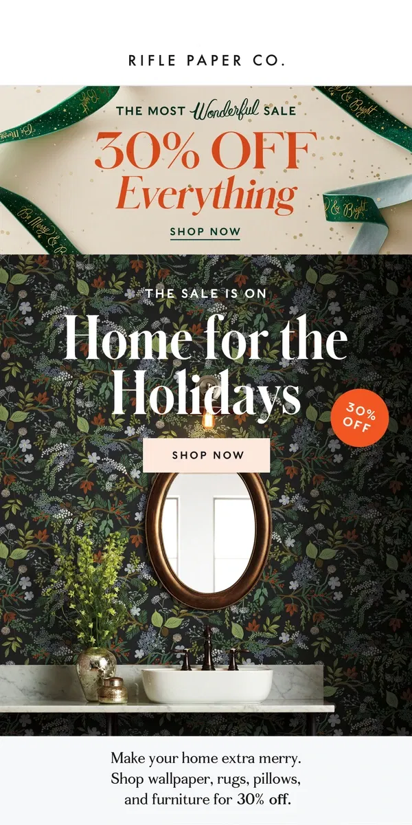 Email from Rifle Paper Co.. 30% Off Wallpaper, Rugs & Furniture 🎉