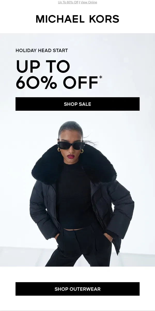 Email from Michael Kors. New Markdowns: Our Warmest Layers